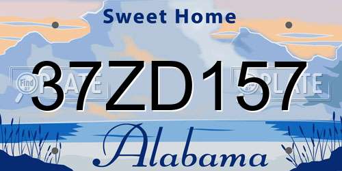 37ZD157 Alabama License Plate