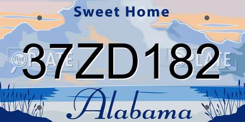 37ZD182 Alabama License Plate