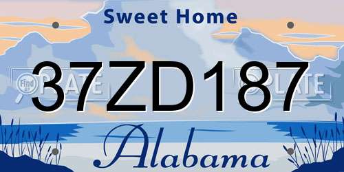 37ZD187 Alabama License Plate