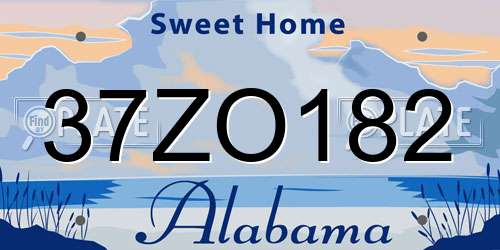 37ZO182 Alabama License Plate