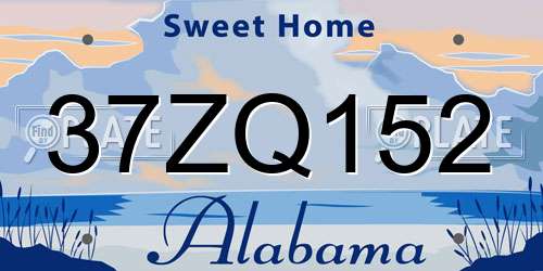 37ZQ152 Alabama License Plate