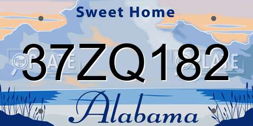 37ZQ182 Alabama License Plate