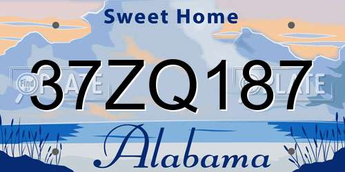 37ZQ187 Alabama License Plate