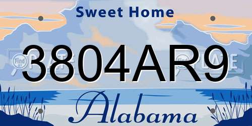 3804AR9 Alabama License Plate