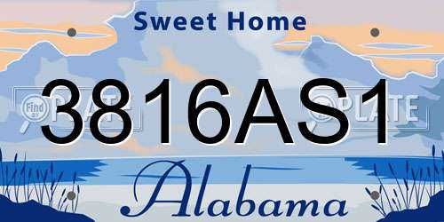 3816AS1 Alabama License Plate