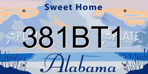 381BT1 Alabama License Plate