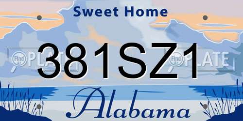 381SZ1 Alabama License Plate