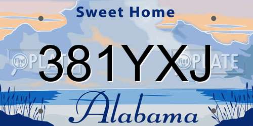 381YXJ Alabama License Plate