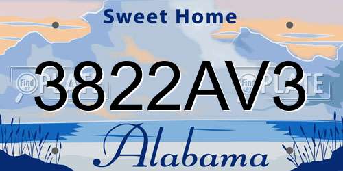 3822AV3 Alabama License Plate