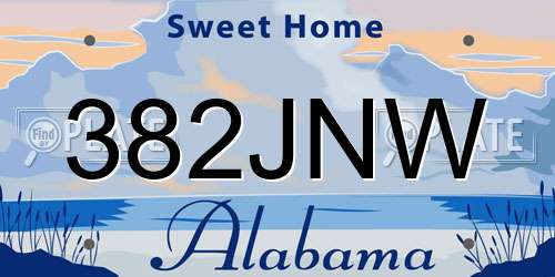 382JNW Alabama License Plate