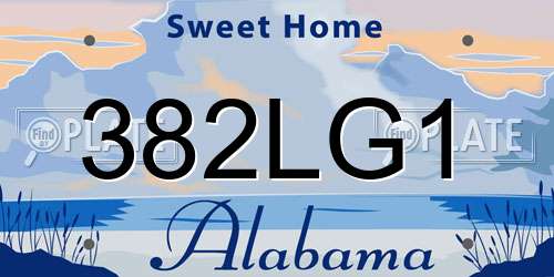 382LG1 Alabama License Plate