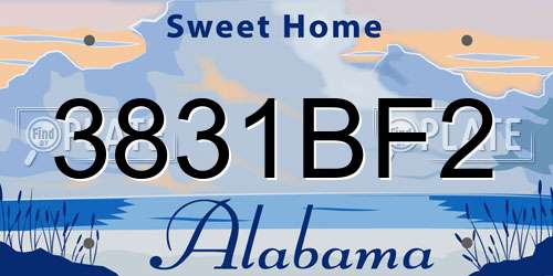 3831BF2 Alabama License Plate