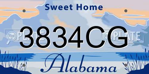 3834CG Alabama License Plate