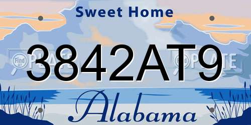 3842AT9 Alabama License Plate