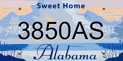 3850AS Alabama License Plate