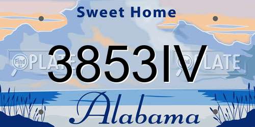 3853IV Alabama License Plate