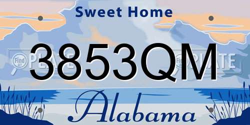 3853QM Alabama License Plate