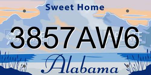 3857AW6 Alabama License Plate