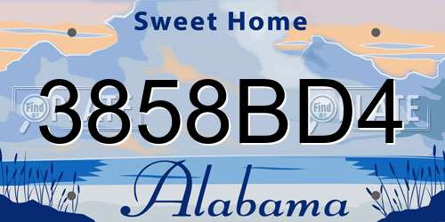 3858BD4 Alabama License Plate
