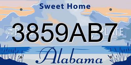 3859AB7 Alabama License Plate