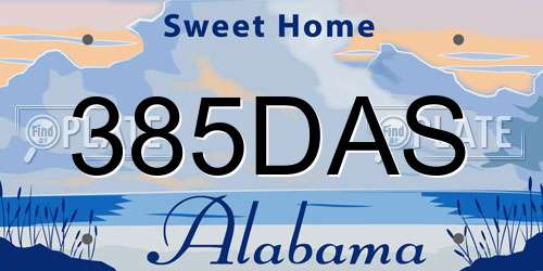 385DAS Alabama License Plate