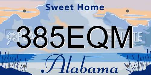 385EQM Alabama License Plate