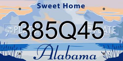 385Q45 Alabama License Plate