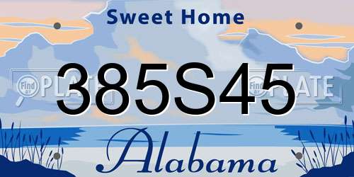 385S45 Alabama License Plate