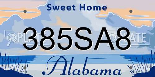 385SA8 Alabama License Plate