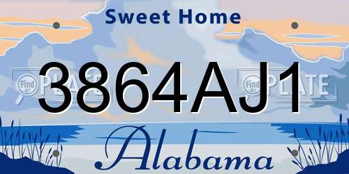 3864AJ1 Alabama License Plate