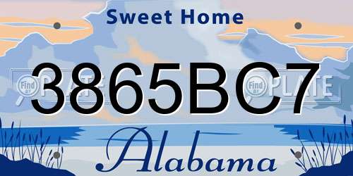 3865BC7 Alabama License Plate