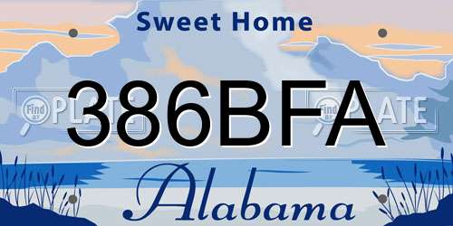 386BFA Alabama License Plate