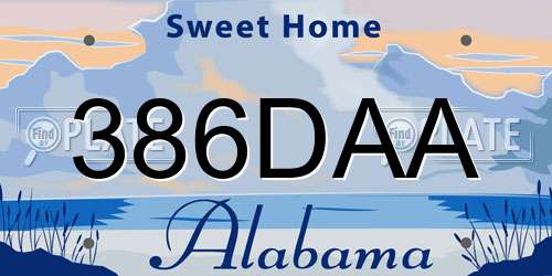 386DAA Alabama License Plate