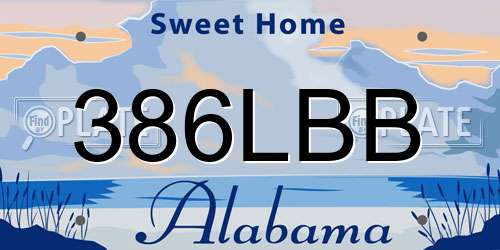 386LBB Alabama License Plate