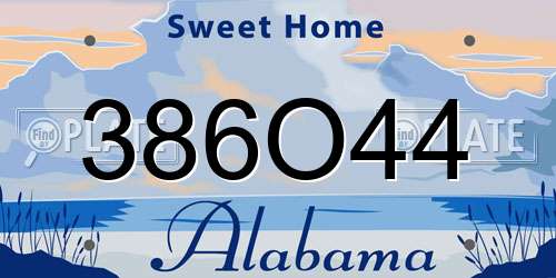 386O44 Alabama License Plate
