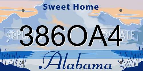 386OA4 Alabama License Plate