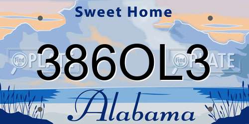 386OL3 Alabama License Plate