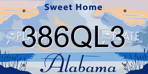 386QL3 Alabama License Plate