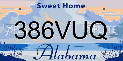 386VUQ Alabama License Plate