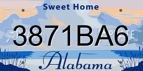 3871BA6 Alabama License Plate