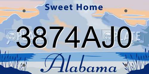 3874AJ0 Alabama License Plate