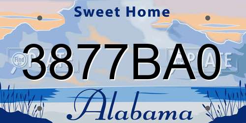 3877BA0 Alabama License Plate