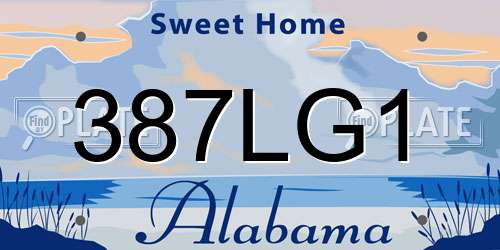 387LG1 Alabama License Plate