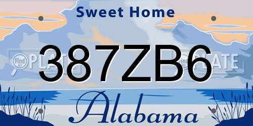 387ZB6 Alabama License Plate