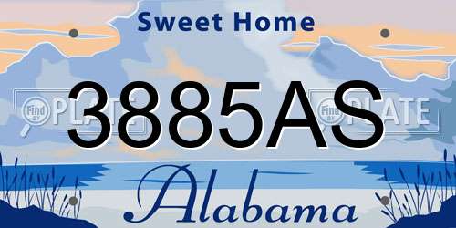 3885AS Alabama License Plate