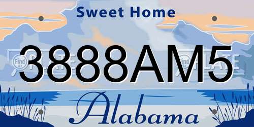 3888AM5 Alabama License Plate