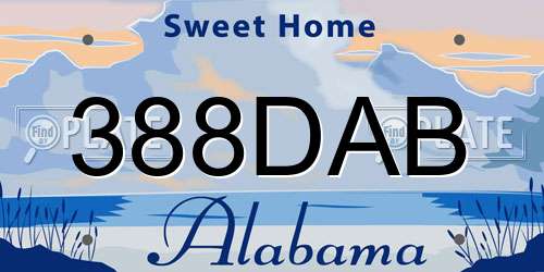 388DAB Alabama License Plate