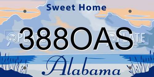 388OAS Alabama License Plate