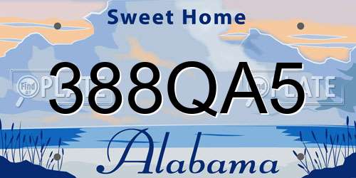 388QA5 Alabama License Plate