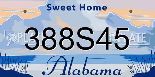 388S45 Alabama License Plate